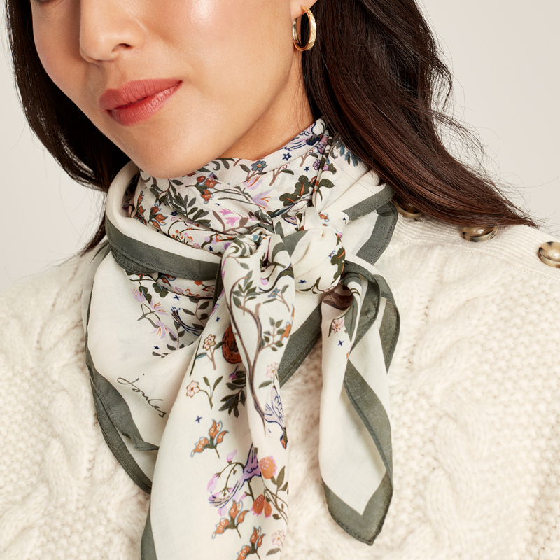 Joules Women's Middleton Printed Scarf - Creme Woodland-4
